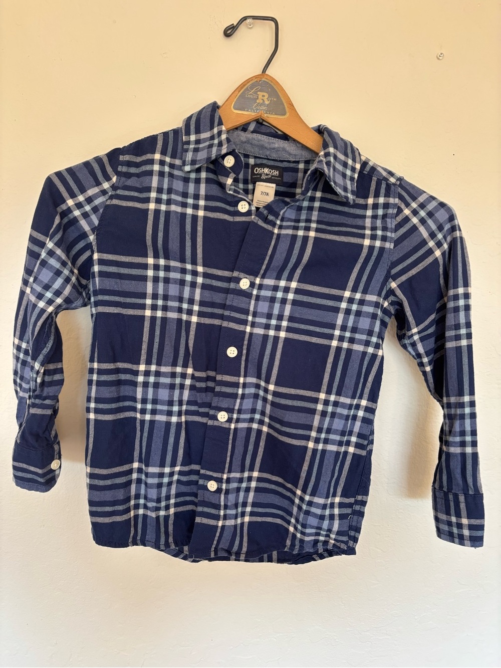 OshKosh B'gosh Blue and White Plaid Button-Down Shirt for Kids